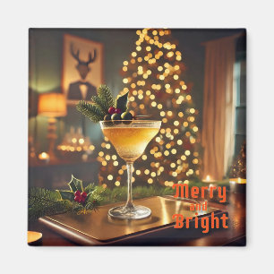 Mid Century Kerst Mis Feestelijke Cocktails Magneet