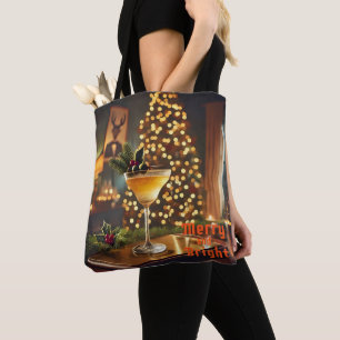 Mid Century Kerst Mis Feestelijke Cocktails Tote Bag