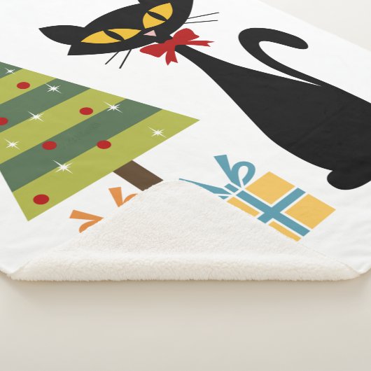 Mid Century Kerstkat Sherpa Deken (3/4)