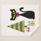 Mid Century Kerstkat Sherpa Deken (Voorkant (horizontaal))