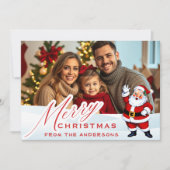 Mid Century Kerstman in Sneeuwkerstfoto Feestdagenkaart (Voorkant)