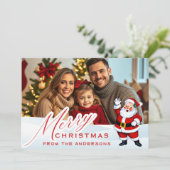 Mid Century Kerstman in Sneeuwkerstfoto Feestdagenkaart (Staand voorkant)