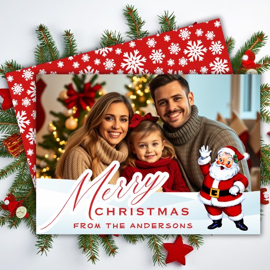 Mid Century Kerstman in Sneeuwkerstfoto Feestdagenkaart