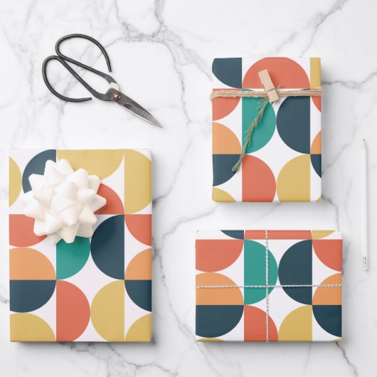 Mid Century Kleurrijk Modern Abstract Patroon Inpakpapier Vel (Voorkant)