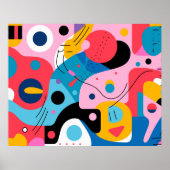 Mid Century Kleurrijke Abstracte Kunst Poster (Voorkant)