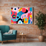 Mid Century Kleurrijke Abstracte Kunst Poster<br><div class="desc">Energieke en levendige abstracte kunst uit het midden van de eeuw met gedurfde rode, blauwe en gele tinten met opvallende zwart-witte details. Deze speelse abstracte vormen voegen een vleugje eigenzinnigheid toe aan elke ruimte, waardoor ze het perfecte statement zijn voor uw huis.</div>