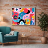 Mid Century Kleurrijke Abstracte Kunst Poster
