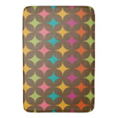 Mid Century Kleurrijke Retro Starbursts op Bruin Badmat (Voorkant Verticaal)