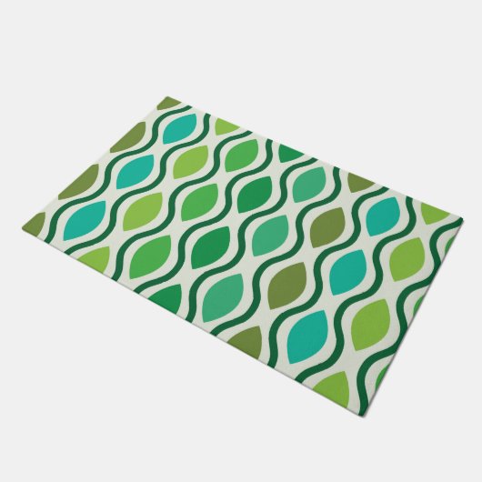 Mid Century Limoen Olijfgroen Ogeepatroon Deurmat (Schuin)