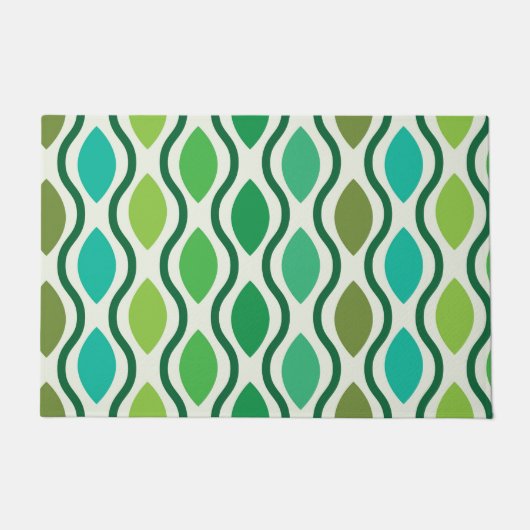 Mid Century Limoen Olijfgroen Ogeepatroon Deurmat (Voorkant)