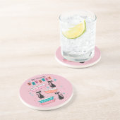 Mid-Century Madness Roze Starburst Pyrex Katten Zandsteen Onderzetter (Zijkant)