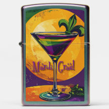 Mid Century Mardi Gras Sunset Fleur De Lis Martini