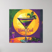 Mid Century Mardi Gras Sunset Fleur De Lis Martini Canvas Afdruk (Voorkant)