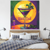 Mid Century Mardi Gras Sunset Fleur De Lis Martini Canvas Afdruk (Insitu (Slaapkamer))