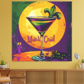 Mid Century Mardi Gras Sunset Fleur De Lis Martini Canvas Afdruk (Insitu (Woonkamer))