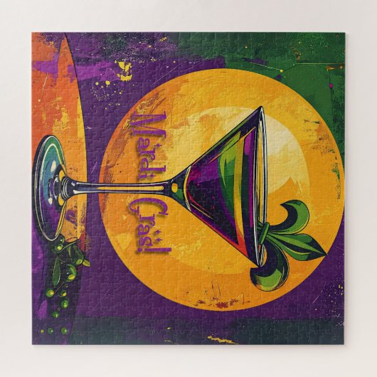 Mid Century Mardi Gras Sunset Fleur De Lis Martini Legpuzzel (Horizontaal)