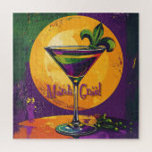 Mid Century Mardi Gras Sunset Fleur De Lis Martini Legpuzzel (Verticaal)