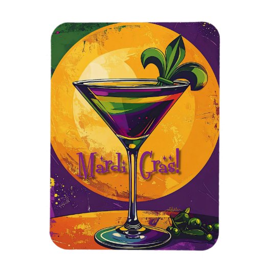 Mid Century Mardi Gras Sunset Fleur De Lis Martini Magneet (Verticaal)