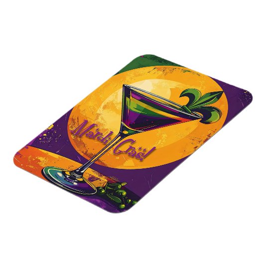 Mid Century Mardi Gras Sunset Fleur De Lis Martini Magneet (Linkerzijde)