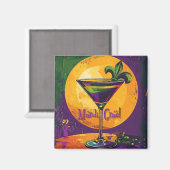 Mid Century Mardi Gras Sunset Fleur De Lis Martini Magneet (Voorkant / Achterkant)