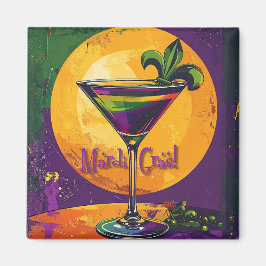 Mid Century Mardi Gras Sunset Fleur De Lis Martini Magneet