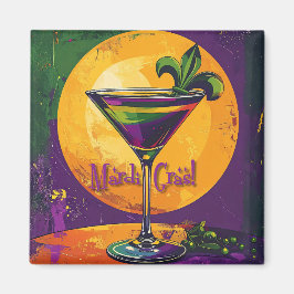 Mid Century Mardi Gras Sunset Fleur De Lis Martini Magneet