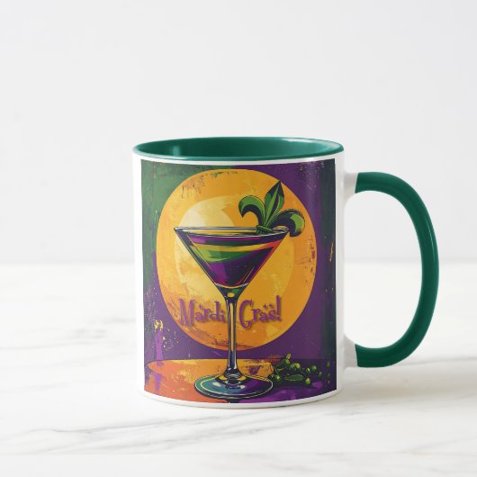 Mid Century Mardi Gras Sunset Fleur De Lis Martini Mok (Rechts)