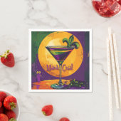 Mid Century Mardi Gras Sunset Fleur De Lis Martini Servet (Insitu)