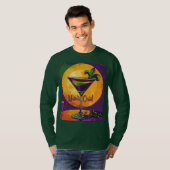 Mid Century Mardi Gras Sunset Fleur De Lis Martini T-shirt (Voorkant volledig)