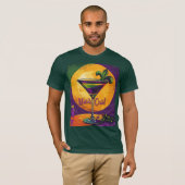 Mid Century Mardi Gras Sunset Fleur De Lis Martini T-shirt (Voorkant volledig)