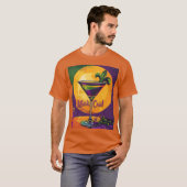 Mid Century Mardi Gras Sunset Fleur De Lis Martini T-shirt (Voorkant volledig)