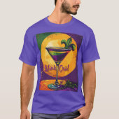 Mid Century Mardi Gras Sunset Fleur De Lis Martini T-shirt (Voorkant)