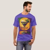 Mid Century Mardi Gras Sunset Fleur De Lis Martini T-shirt (Voorkant volledig)