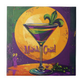 Mid Century Mardi Gras Sunset Fleur De Lis Martini Tegeltje (Voorkant)