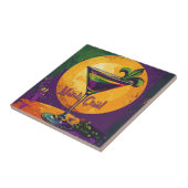 Mid Century Mardi Gras Sunset Fleur De Lis Martini Tegeltje (Zijkant)