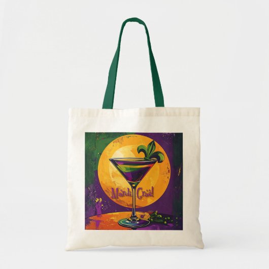 Mid Century Mardi Gras Sunset Fleur De Lis Martini Tote Bag (Voorkant)