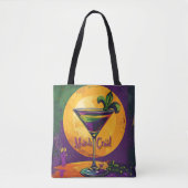 Mid Century Mardi Gras Sunset Fleur De Lis Martini Tote Bag (Voorkant)