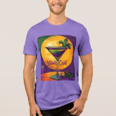 Mid Century Mardi Gras Sunset Fleur De Lis Martini Tri-Blend Shirt (Voorkant)