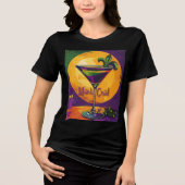 Mid Century Mardi Gras Sunset Fleur De Lis Martini Tri-Blend Shirt (Voorkant)