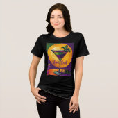 Mid Century Mardi Gras Sunset Fleur De Lis Martini Tri-Blend Shirt (Voorkant volledig)