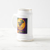 Mid Century Mardi Gras Zonsondergang Fleur De Lis Bierpul (Voorkant links)
