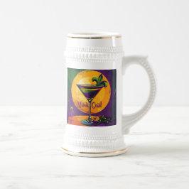 Mid Century Mardi Gras Zonsondergang Fleur De Lis  Bierpul