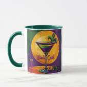 Mid Century Mardi Gras Zonsondergang Fleur De Lis  Mok (Links)
