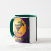 Mid Century Mardi Gras Zonsondergang Fleur De Lis  Mok (Voorkant links)