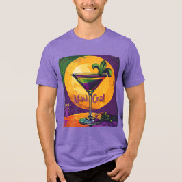 Mid Century Mardi Gras Zonsondergang Fleur De Lis  Tri-Blend Shirt