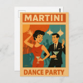 Mid Century Martini Dance Party Briefkaart (Voorkant / Achterkant)