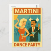 Mid Century Martini Dance Party Briefkaart (Voorkant / Achterkant)