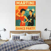 Mid Century Martini Dance Party Canvas Afdruk (Insitu (Slaapkamer))