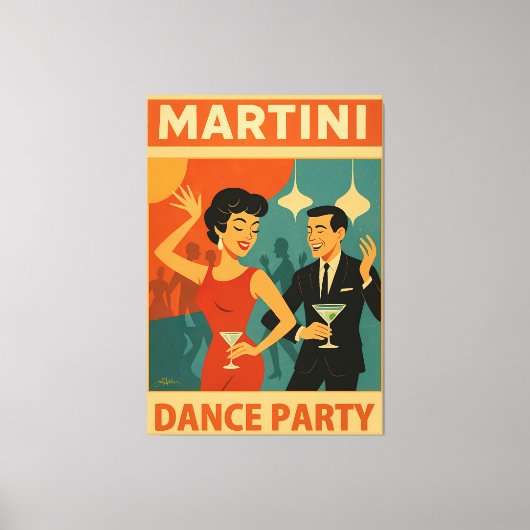 Mid Century Martini Dance Party Canvas Afdruk (Voorkant)