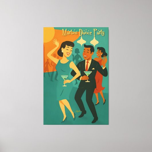 Mid Century Martini Dance Party Canvas Afdruk (Voorkant)